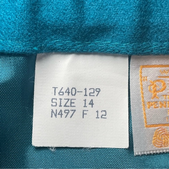 Pendleton 100% Virgin Wool Teal Pencil Skirt Button Close Pockets Made In USA 14 - Picture 7 of 9